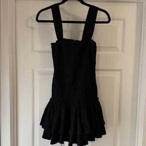 American Eagle Black Smocked Ruffled Mini Dress